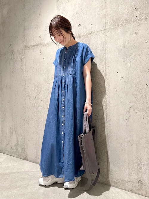 セール】デニムピンタックヨークフレンチワンピース（ワンピース