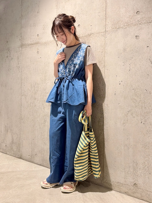 クロス刺繍ペプラムサロペット（サロペット/オーバーオール）｜URBAN