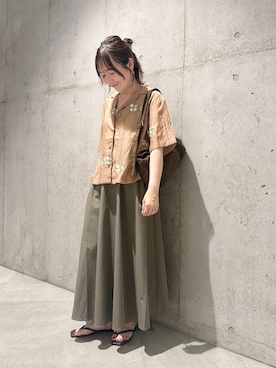 「FORK&SPOON（フォークアンドスプーン）のアイテム（スカート）」を使った、香織さん（レディース・154cm）の夏コーディネート