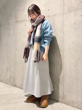 「アイテム（スカート）」を使った、香織さん（レディース・154cm）の冬コーディネート