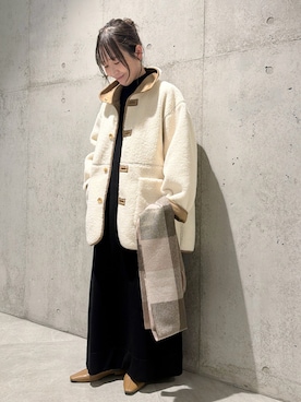 「アイテム（ムートンコート）」を使った、香織さん（骨格ストレート・レディース・154cm）の冬コーディネート