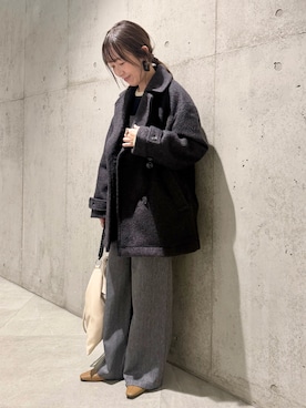「アイテム（オールインワン・サロペット）」を使った、香織さん（レディース・154cm）の冬コーディネート