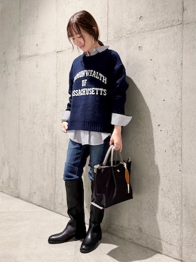 「アイテム（キーホルダー）」を使った、香織さん（レディース・154cm）の秋コーディネート