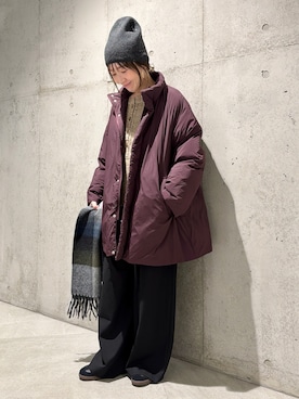 「アイテム（ストール/ショール）」を使った、香織さん（レディース・154cm）の冬コーディネート