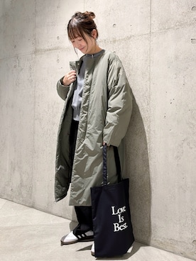 「アイテム（トートバッグ）」を使った、香織さん（レディース・154cm）の秋コーディネート