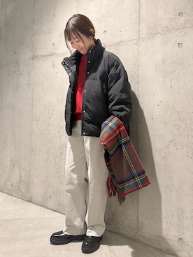 「アイテム（マフラー）」を使った、香織さん（レディース・154cm）の秋コーディネート