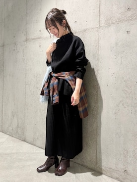 「アイテム（トートバッグ）」を使った、香織さん（レディース・154cm）の秋コーディネート