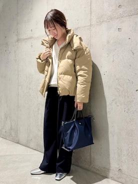 「アイテム（スウェット）」を使った、香織さん（レディース・154cm）の秋コーディネート