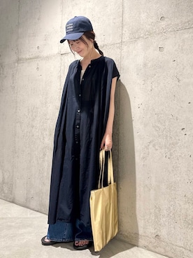 「URBAN RESEARCH Sonny Label（アーバンリサーチサニーレーベル）のSonnyboys logo cap（キャップ）」を使った、香織さん（レディース・154cm）の夏コーディネート