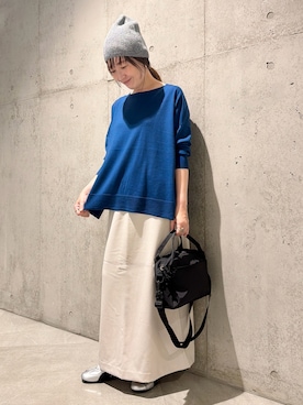 「FORK&SPOON（フォークアンドスプーン）のFORK&SPOON　ラナテックイージースカート（スカート）」を使った、香織さん（レディース・154cm）の秋コーディネート