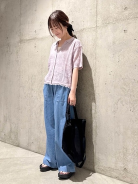 「URBAN RESEARCH Sonny Label（アーバンリサーチサニーレーベル）のアイテム（パンツ）」を使った、香織さん（レディース・154cm）の夏コーディネート