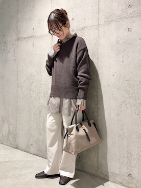 「アイテム（スリッポン）」を使った、香織さん（レディース・154cm）の秋コーディネート