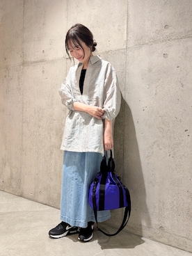 「Drifter（ドリフター）のアイテム（バッグ）」を使った、香織さん（レディース・154cm）の春コーディネート