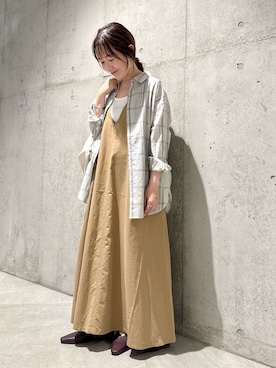 「FORK&SPOON（フォークアンドスプーン）のアイテム（ワンピース）」を使った、香織さん（レディース・154cm）の秋コーディネート