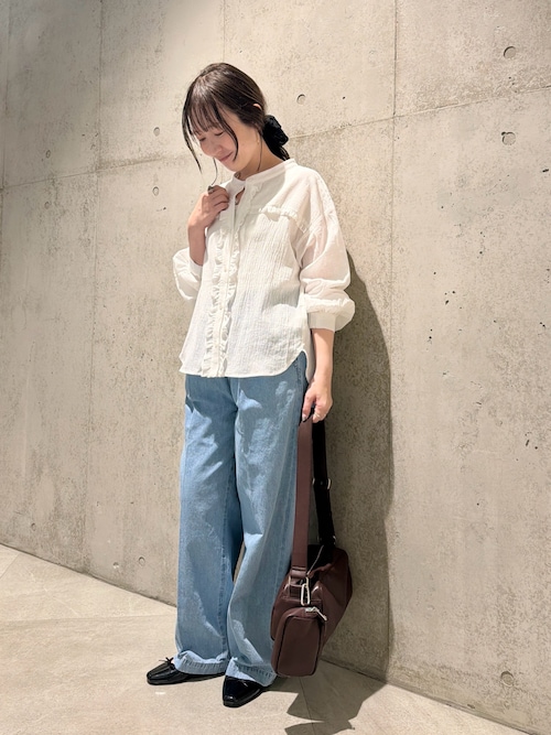 バンドカラーフリルコットンシャツブラウス（シャツ/ブラウス）｜URBAN
