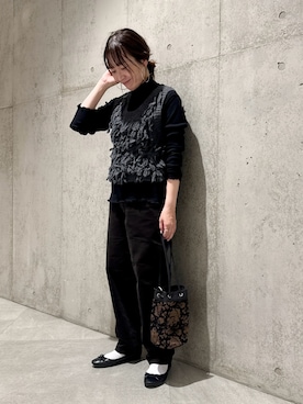 「秋服」｜「アイテム（ベスト、グレー系）」を使った、香織さん（レディース・154cm）の秋コーディネート