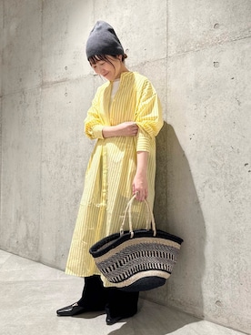「SonnyLabel」｜「アイテム（ニットキャップ/ビーニー）」を使った、香織さん（レディース・154cm）の春コーディネート