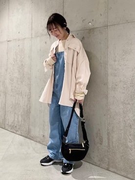 「SonnyLabel」｜「アイテム（サロペット/オーバーオール）」を使った、香織さん（レディース・154cm）の冬コーディネート
