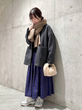 「アイテム（マフラー）」を使った、香織さん（レディース・154cm）の秋コーディネート