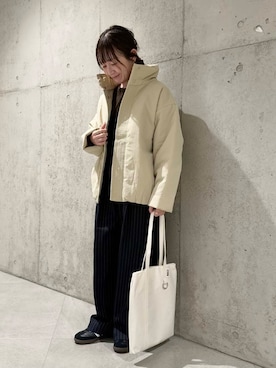 「ベロア」｜「アイテム（サロペット/オーバーオール）」を使った、香織さん（レディース・154cm）の冬コーディネート