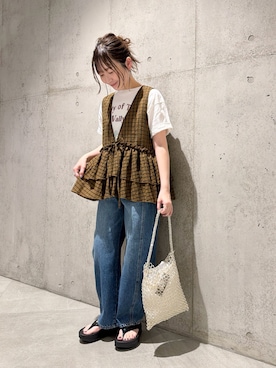 「URBAN RESEARCH Sonny Label（アーバンリサーチサニーレーベル）のアイテム（トップス）」を使った、香織さん（レディース・154cm）の春コーディネート