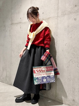 「アイテム（マフラー）」を使った、香織さん（レディース・154cm）の冬コーディネート