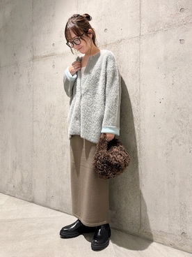 「アイテム（カーディガン/ボレロ）」を使った、香織さん（レディース・154cm）の秋コーディネート