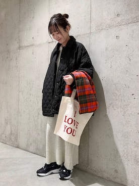 「TWEED MILL（ツイードミル）のアイテム」を使った、香織さん（レディース・154cm）の冬コーディネート