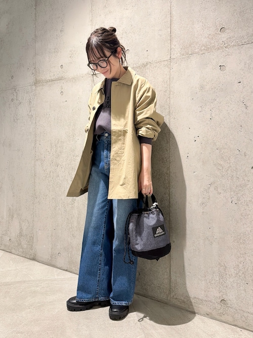 デニムストレートパンツ　ベージュ　34サイズ 34サイズ/低身長向けも展開』センタープレスストレートデニム（デニム