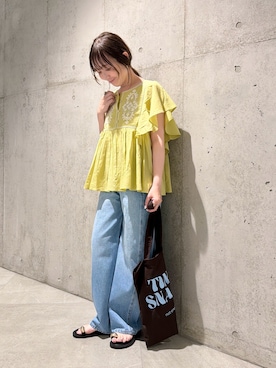 「URBAN RESEARCH Sonny Label（アーバンリサーチサニーレーベル）のアイテム（パンツ）」を使った、香織さん（レディース・154cm）の夏コーディネート
