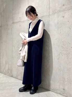 「URBAN RESEARCH Sonny Label（アーバンリサーチサニーレーベル）のストレッチメルトンカーディガン（カーディガン/ボレロ）」を使った、香織さん（レディース・154cm）の秋コーディネート