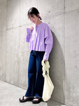 「URBAN RESEARCH（アーバンリサーチ）のコットンボイルショートフレアシャツ（シャツ/ブラウス）」を使った、香織さん（レディース・154cm）の春コーディネート