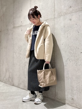 「ムートン」｜「アイテム（ブルゾン）」を使った、香織さん（レディース・154cm）の秋コーディネート