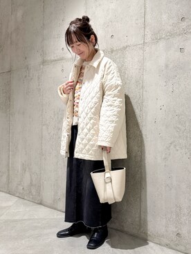「URBAN RESEARCH（アーバンリサーチ）のアイテム（ダウンジャケット/コート）」を使った、香織さん（レディース・154cm）の冬コーディネート