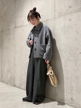 「ベロア」｜「アイテム（サロペット/オーバーオール）」を使った、香織さん（レディース・154cm）の冬コーディネート