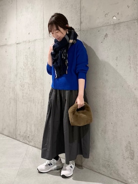 「TWEED MILL（ツイードミル）のアイテム」を使った、香織さん（レディース・154cm）の冬コーディネート