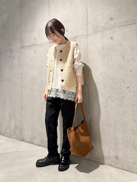 「URBAN RESEARCH Sonny Label（アーバンリサーチサニーレーベル）のアイテム（トートバッグ）」を使った、香織さん（レディース・154cm）の秋コーディネート