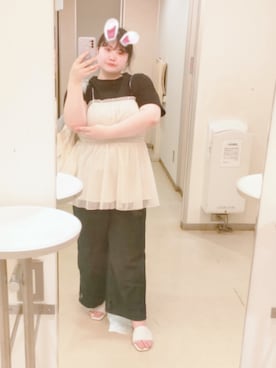 「シャーリング」｜「アイテム（Tシャツ/カットソー）」を使った、きゅるᵕ̈໒꒱·̩͙🔰さん（レディース・155cm）の夏コーディネート