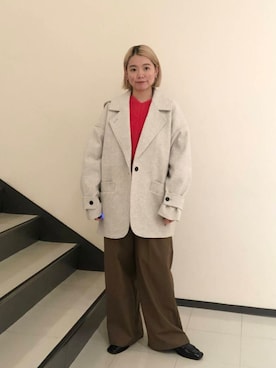 「アイテム（ステンカラーコート）」を使った、とみーさん（レディース・157cm）の秋コーディネート