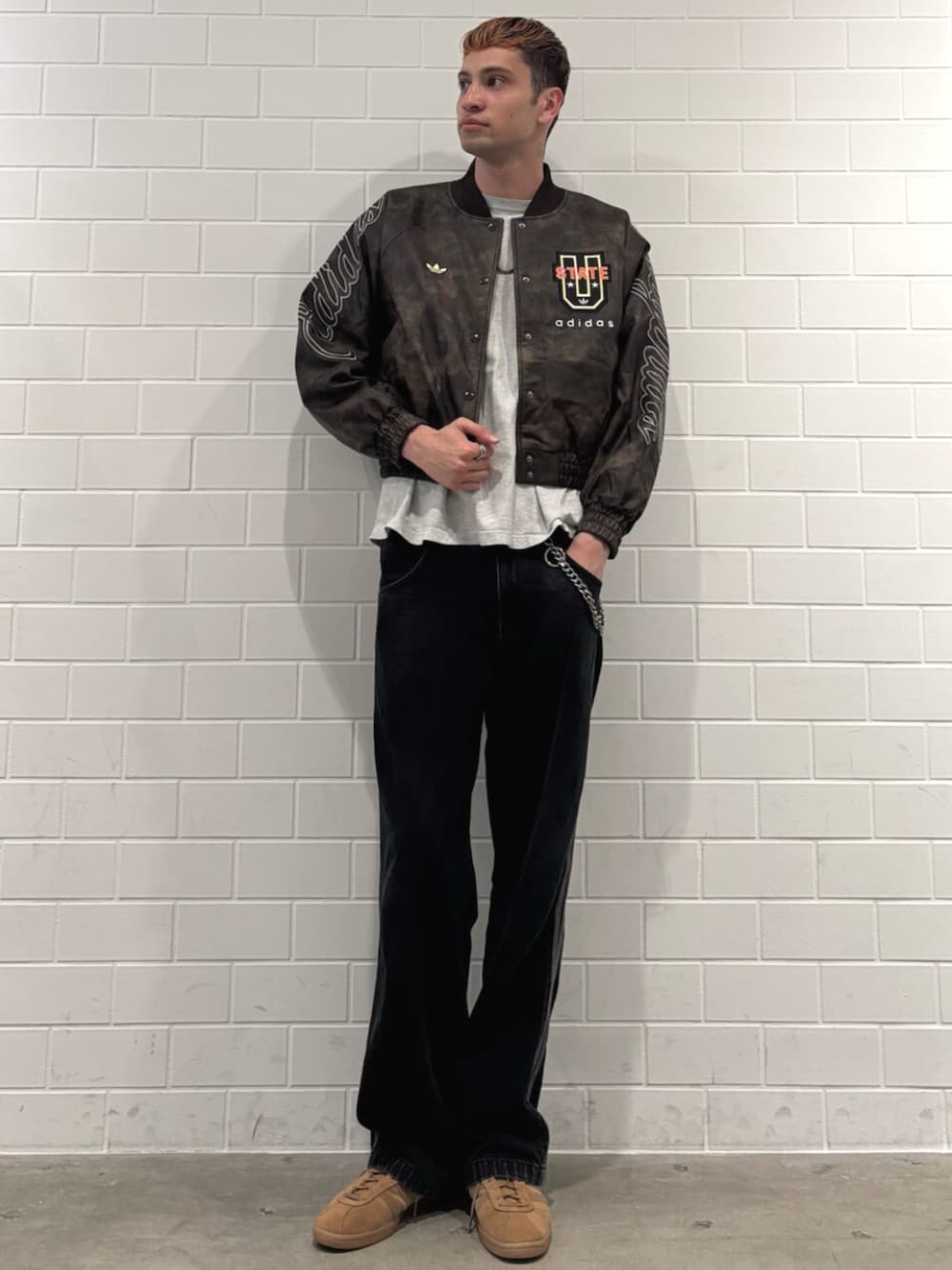 アディダス オリジナルス ATHLETIC DEPT 合成皮革ジャケット タバコ / Tobacco、アディダス オリジナルス Athletic Dept ビンテージ