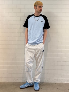 「adidas（アディダス）のハンドボール [Handball Spezial Shoes] アディダスオリジナルス adidas Originals スニーカー（スニーカー、ブルー系）」を使った、JNさん（メンズ・195cm）の春コーディネート