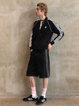 「アイテム（ジャージ）」を使った、JNさん（メンズ・195cm）の夏コーディネート