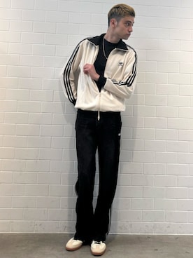 「アイテム（ジャージ）」を使った、JNさん（メンズ・195cm）の秋コーディネート