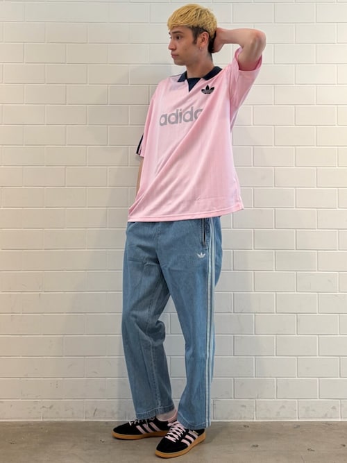 adidas（アディダス） ワイドパンツ ジーンズ デニム ファイヤーバード