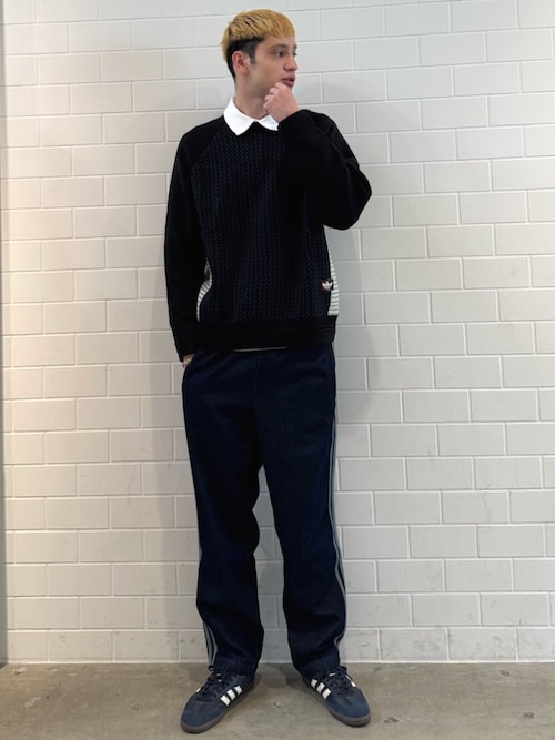 adidasアディカラー ルーズ トラックパンツ デニム ストーン