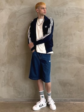 「アイテム（トップス）」を使った、JNさん（メンズ・195cm）の夏コーディネート