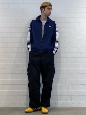 「アイテム（ナイロンジャケット）」を使った、JNさん（メンズ・195cm）の冬コーディネート