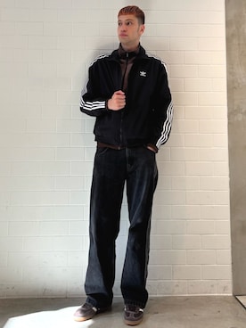 「アイテム（ジャージ）」を使った、JNさん（メンズ・195cm）の秋コーディネート