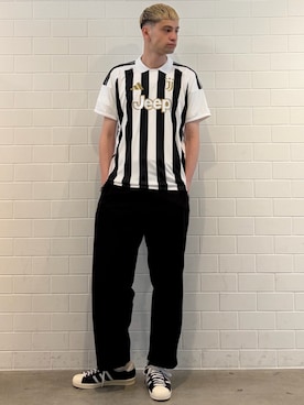 「adidas（アディダス）のスーパースター ビンテージ / Superstar Vintage（シューズ、ブラック系）」を使った、JNさん（メンズ・195cm）の夏コーディネート