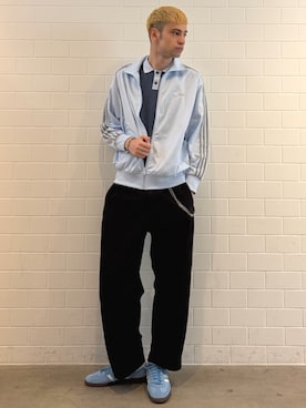 「adidas（アディダス）のハンドボール [Handball Spezial Shoes] アディダスオリジナルス adidas Originals スニーカー（スニーカー、ブルー系）」を使った、JNさん（メンズ・195cm）の春コーディネート